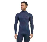FALKE Wool-Tech High Zip Neck M L/s Sh lana hilo funcional secado rápido 1 pieza, Capa de base superior Hombre, Azul Space Blue 6116, M