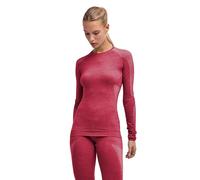 FALKE Wool-Tech Light Round Neck W L/s SH Lana Hilo Funcional Secado rápido 1 Pieza, Capa de Base Superior Mujer, Rojo Ruby 8830, XS