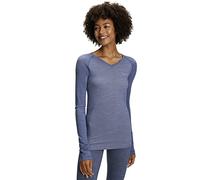 FALKE Wool-Tech Light V Neck W L/s Sh lana hilo funcional secado rápido 1 pieza, Capa de base superior Mujer, Azul Capitain 6751, S