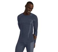 FALKE Wool-Tech Round Neck M L/s SH Lana Hilo Funcional Secado rápido 1 Pieza, Capa de Base Superior Hombre, Azul Capitain 6751, XL