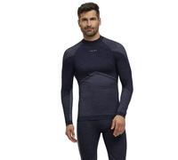 FALKE Wool-Tech Round Neck M L/s SH Lana Hilo Funcional Secado rápido 1 Pieza, Capa de Base Superior Hombre, Azul Space Blue 6116 Trend, XL