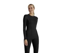 FALKE Wool-Tech Round Neck W L/s SH Lana Hilo Funcional Secado rápido 1 Pieza, Capa de Base Superior Mujer, Negro Black 3000, L