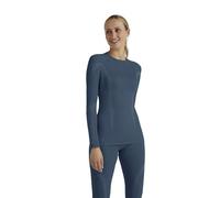 FALKE Wool-Tech Round Neck W L/s Sh lana hilo funcional secado rápido 1 pieza, Capa de base superior Mujer, Azul Capitain 6751, S
