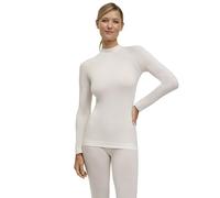 FALKE Wool-Tech Round Neck W L/s SH Lana Hilo Funcional Secado rápido, Capa de Base Superior Mujer, Blanco Off-White 2040 Trend, M