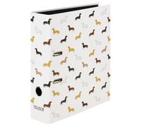 Falken - Archivador con diseño de perro tejón (8 cm de ancho, DIN A4, espejo interior negro, con anillas, archivador de archivos, archivador de oficina, carpeta de plástico, para redes sociales)