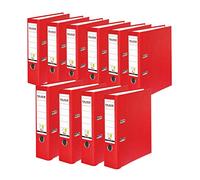 Falken - Archivador de plástico (10 unidades, 8 cm de ancho, DIN A4, vegana), color rojo