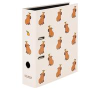 Falken Capybara - Archivador con diseño de capibara, 8 cm de ancho, DIN A4, espejo interior negro, con anillas, archivador de archivos, archivador de oficina, carpeta de plástico, carpeta con diseño