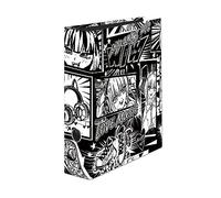 FALKEN Falken - Carpeta con diseño de manga (8 cm de ancho, DIN A4, vegana, con ranuras), color negro y blanco