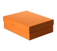 FALKEN Original PureBox Pastel. Fabricado en Alemania. 100 mm de alto, DIN A4, color naranja. Caja de almacenamiento con tapa de cartón resistente. Caja de regalo vegana. Caja de transporte multiusos