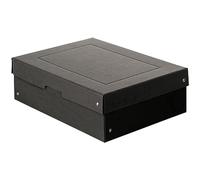 Falken PureBox Negro, Caja de Almacenamiento con Tapa de Cartón Reciclado, Ángel Azul, Vegano, Caja de Regalo y Transporte, Multiusos DIN A4, 100 mm de Alto
