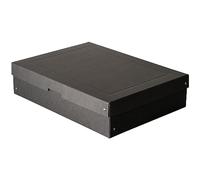 FALKEN PureBox Black Made in Germany, 100 mm de alto, DIN A3. Caja de almacenamiento con tapa de cartón reciclado, Ángel azul, vegano, caja de regalo, caja de transporte, caja multiusos