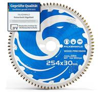 FALKENWALD Disco Sierra Circular 254 x 30 mm - Madera, Precisión | Disco sierra circular 254x30 para madera - dentado fino, borde de precisión, orificio 30mm