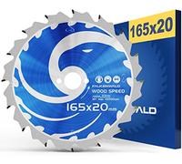 FALKENWALD® Hoja de Sierra Circular 165 x 20 mm para Madera Gruesa - Cortes Rápidos - Compatible con Makita y Bosch