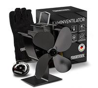 FALKENWERK Ventilador de estufa sin electricidad - Ventilador silencioso de 4 hojas - Ventilador eficiente y alimentado por calor para estufa - Ventilador de estufa para distribución del calor
