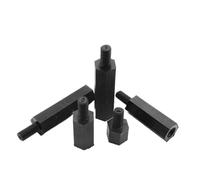 FALKIN 50 Uds tornillos Phillips de nailon negro Pilar espaciador hexagonal macho hembra for placa de circuito M2 M2.5 M3 M4(Male-Female,M2x12mm)