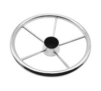 FALKIN Marine Stainless Steel 5 Spoke Steering Wheel Boat Accessories 25 Degree For Marine Yacht Boat(13.5 Inch)
