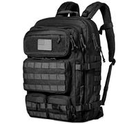 Falko Tactical Mochila táctica 50 L, 2,4 veces más resistente, gran mochila militar Molle, de alta resistencia, para trabajo y actividades al aire libre, Negro -, L