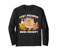 Fall Bibliophile Cozy Readers Book Society tee Manga Larga