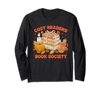 Fall Bibliophile Cozy Readers Book Society tee Manga Larga