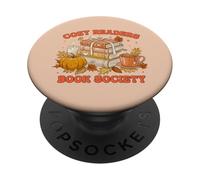Fall Bibliophile Cozy Readers Book Society tee PopSockets PopGrip Adhesivo