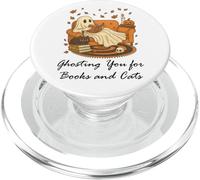 Fall Black Cat Ghosting You For Book Halloween Ghost Reading PopSockets PopGrip para MagSafe