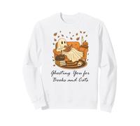 Fall Black Cat Ghosting You For Book Halloween Ghost Reading Sudadera