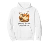 Fall Black Cat Ghosting You For Book Halloween Ghost Reading Sudadera con Capucha