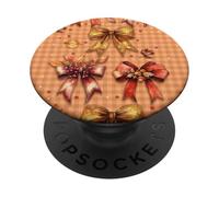 Fall Bow Gingham -Autumn Ribbon & Leaf Phone Cover Aesthetic PopSockets PopGrip Adhesivo