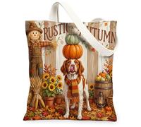 Fall Brittanys - Bolsa de lona para compras de 13 x 15 pulgadas, bolsa de compras reutilizable para mujer, diseño de espantapájaros, pintura estética, decoración de regalo