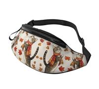 Fall Cat Riñonera de cintura ajustable Hello Fall Bandolera estampada Moda Gato Lindo Unisex Riñonera para festivales - Bolsa compacta antirrobo para teléfonos y objetos de valor 14x35, A14., talla