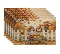 Fall Cavalier King Charles Spaniel - Juego de 6 manteles individuales de 12 x 18 pulgadas, diseño de gnomo otoñal de granja, 6 manteles individuales suaves para comedor en casa, fiesta de vacaciones
