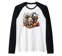 Fall Coffee GNOME Dad In Orange Knitted Blanket For Autumn Camiseta Manga Raglan