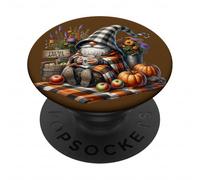 Fall Coffee GNOME Dad In Orange Knitted Blanket For Autumn PopSockets PopGrip Adhesivo