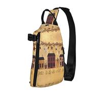 Fall Country Barn Black and White Cow Diagonally Sling Bag, Crossbody Sling Backpack Shoulder Chest Bag para Mujeres Hombres, Travel Hiking Daypack