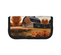 Fall Country Barn - Estuche pequeño para lápices, estuche estético para lápices, bolsa de almacenamiento para bolígrafos, oficina, Black, Talla única, Organizador de bolsas