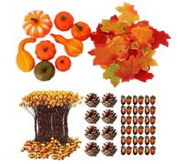 Fall Decorations for Home - 141 Piece Mini Pumpkin and Faux Maple Leaf Set