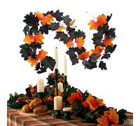 Fall Decors - Fall Decorations | Dark Autumn Aesthetic | Black Fall Leaves Garland for Tabletop, Door Frame, Scene, Outdoor Holiday Decorations, Gothic Action Acents