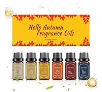 Fall Diffuser Oils Scents - Autumn Fragrance Set for Relaxation | 6 Bottles Aromatherapy Oils with Scents, Perfect for Candle Making Air Purifier Diffuser Yoga Meditation Spa Home Use, 118.11g