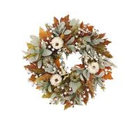 Fall Door Wreath - Pumpkin Front Door Wreath, Autumn Harvest Decor, Artificial Maple Leaves, Thanksgiving Decorations for Farmhouse, Indoor Outdoor Porch, Yard, Home Holiday Seasonal Decor