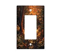 Fall Forest Fantasy Nature Switch Cover Wall Plate 1 Gang Single Rocker, placa frontal eléctrica escénica de bosque otoñal para decoración de dormitorio, baño, árbol tamaño estándar