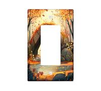 Fall Forest Nature - Placa decorativa para interruptor de 1 banda, puente de río otoñal, placa frontal eléctrica de anime para decoración de dormitorio, baño, placa de interruptor de tamaño estándar