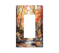 Fall Forest Nature - Placa decorativa para interruptor de 1 banda, puente de río otoñal, placa frontal eléctrica escénica para decoración de dormitorio, baño, placa de interruptor de tamaño estándar
