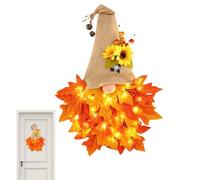 Fall Front Door Wreaths - Door Hanger Farmhouse Garland with LED String