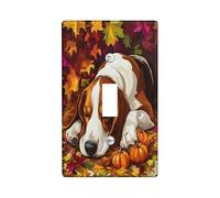 Fall Fun - Cubierta decorativa para interruptor de perro Basset Hound de 1 banda, palanca única, cubierta de placa de pared para mascotas, tamaño estándar, placa frontal eléctrica para cachorros para