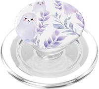 Fall Ghost Halloween Purple Ghosts Cute Floral Ghost Autumn PopSockets PopGrip para MagSafe