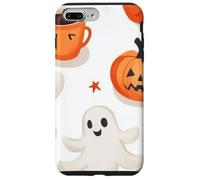 Fall Ghost Pumpkin with Coffee Mugs Halloween Ghosts Coffee Carcasa para iPhone 7 Plus/8 Plus