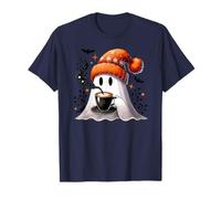 Fall Ghost with Coffee Mug,Halloween Ghost Drinking Coffee Camiseta