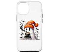 Fall Ghost with Coffee Mug,Halloween Ghost Drinking Coffee Carcasa para iPhone 12/12 Pro