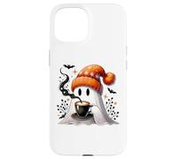 Fall Ghost with Coffee Mug,Halloween Ghost Drinking Coffee Carcasa para iPhone 15