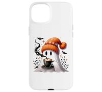 Fall Ghost with Coffee Mug,Halloween Ghost Drinking Coffee Carcasa para iPhone 15 Plus